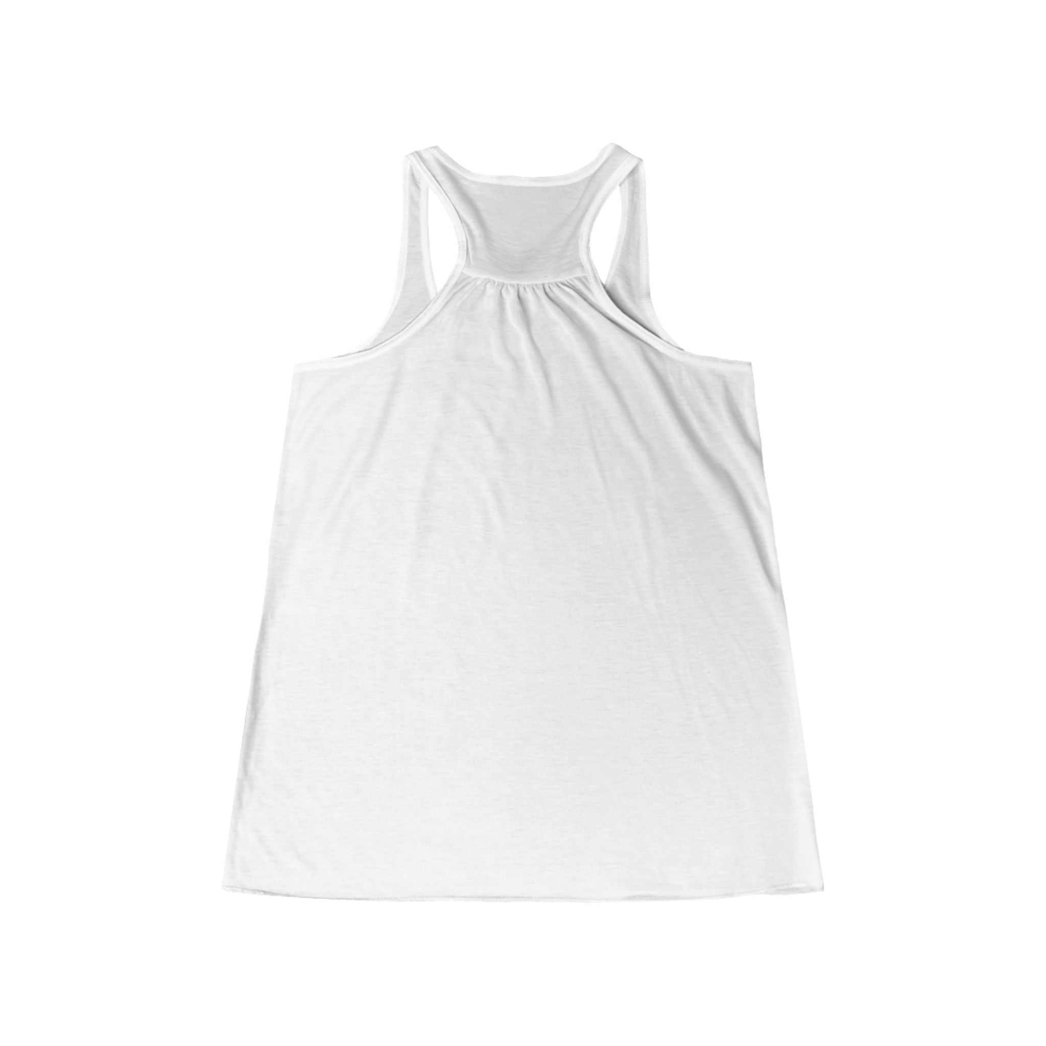Cute Surfing Kitty Tank Top — Pastel Rainbow Cat on Surfboard Women's Flowy Racerback