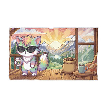 Cute Rainbow Cat Microfiber Pillowcase — Scenic Sunrise Cabin Design