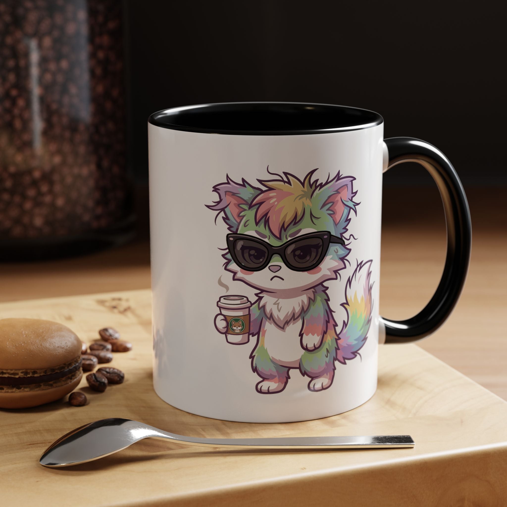 Cute Grumpy Rainbow Furry Coffee Mug — Cup Accent Mug