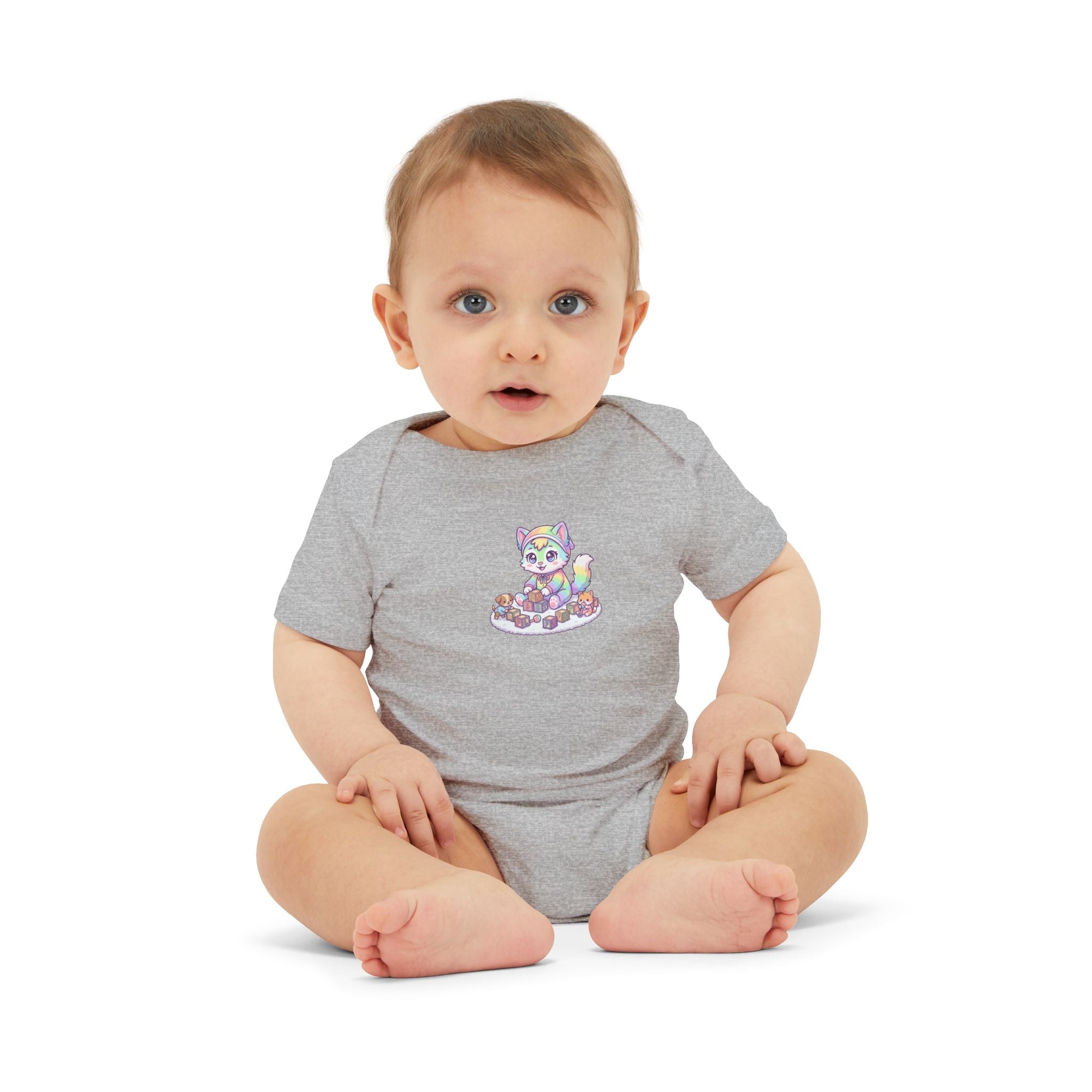 Baby One-Piece with Colorful Kitten Graphic – Infant Bodysuit