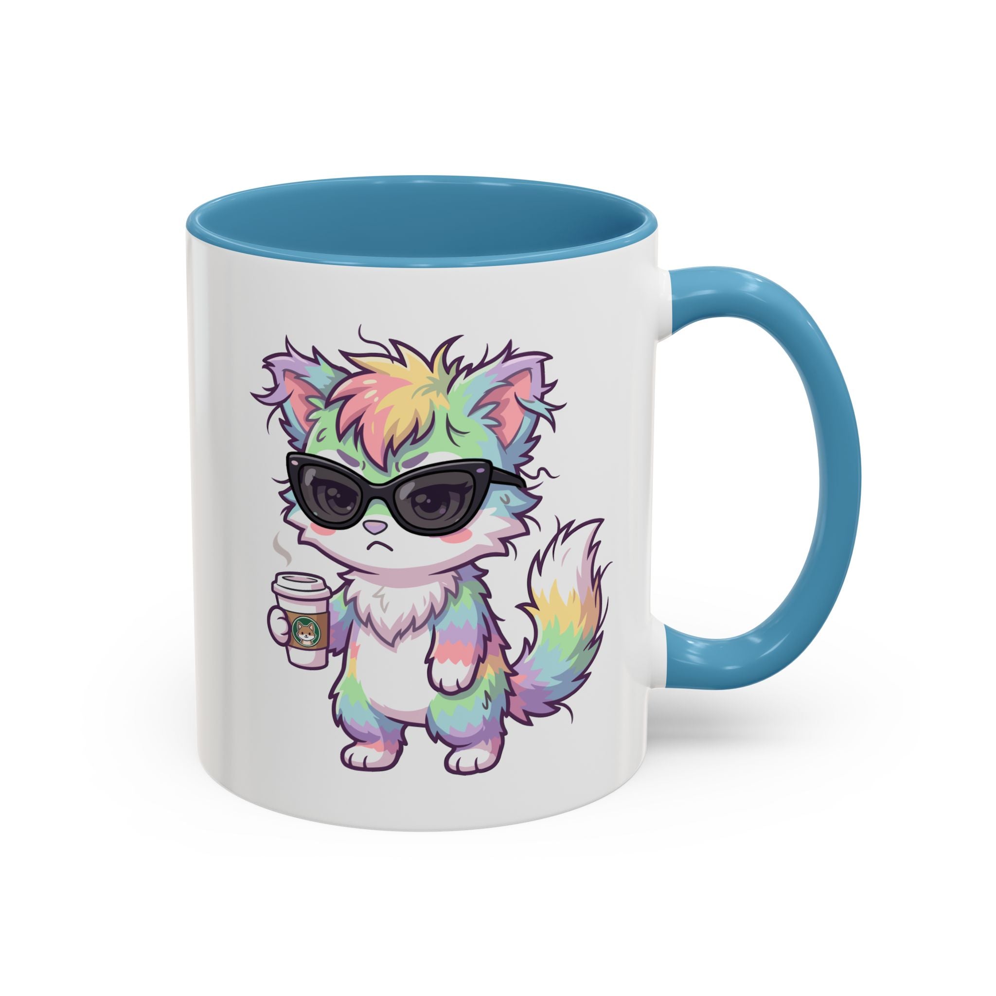 Cute Grumpy Rainbow Furry Coffee Mug — Cup Accent Mug