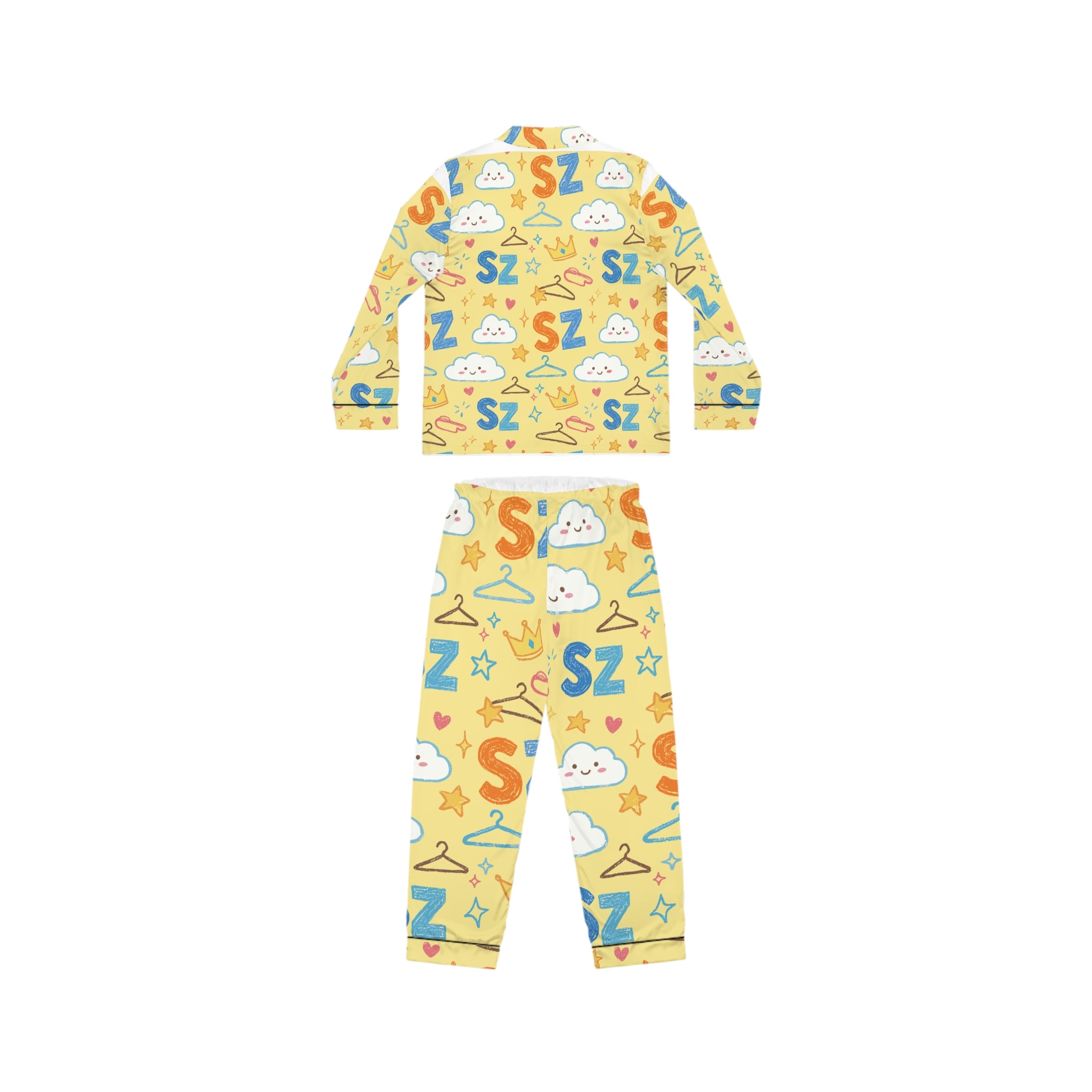 Women's Satin Pajama Set — Cute 'Zzz' Cloud & Star Sleepwear