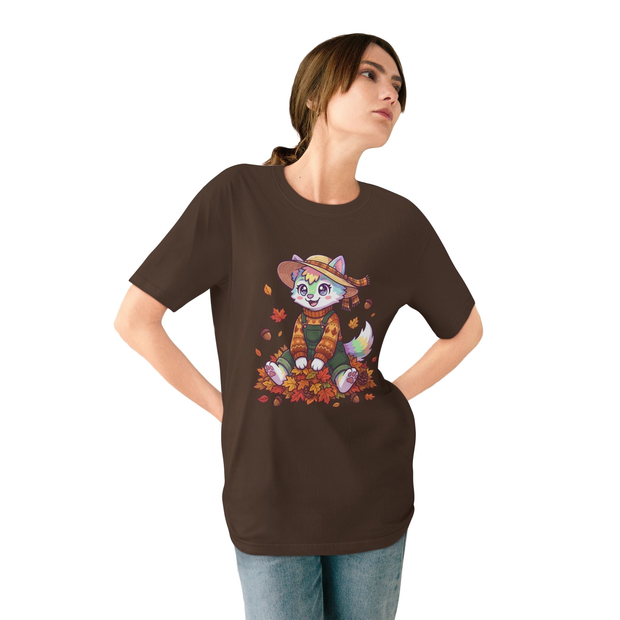 Autumn Fox Tee — Cute Fall Rainbow Pup with Leaves